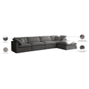 Meridian Plush Grey Velvet Standard Comfort Modular Sectional IMAGE 13
