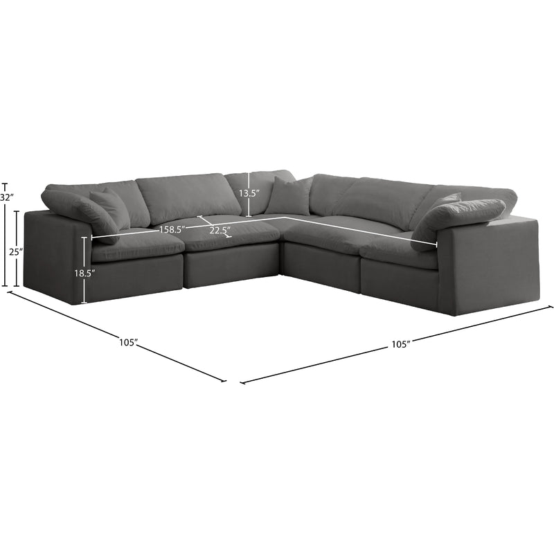 Meridian Plush Grey Velvet Standard Comfort Modular Sectional IMAGE 7