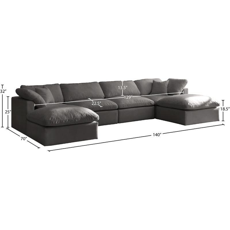 Meridian Plush Grey Velvet Standard Comfort Modular Sectional IMAGE 8