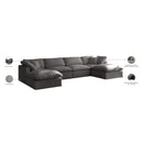 Meridian Plush Grey Velvet Standard Comfort Modular Sectional IMAGE 9