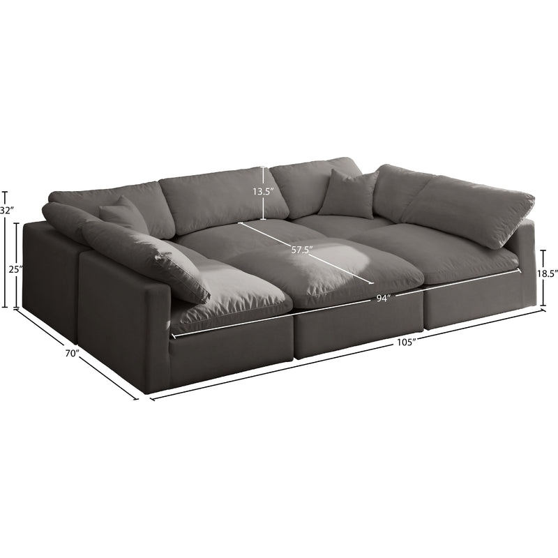 Meridian Plush Grey Velvet Standard Comfort Modular Sectional IMAGE 8