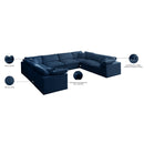 Meridian Plush Navy Velvet Standard Comfort Modular Sectional IMAGE 10