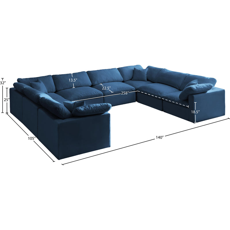 Meridian Plush Navy Velvet Standard Comfort Modular Sectional IMAGE 9
