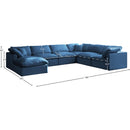 Meridian Plush Navy Velvet Standard Comfort Modular Sectional IMAGE 8