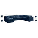 Meridian Plush Navy Velvet Standard Comfort Modular Sectional IMAGE 9