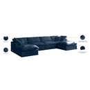 Meridian Plush Navy Velvet Standard Comfort Modular Sectional IMAGE 9