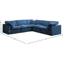 Meridian Plush Navy Velvet Standard Comfort Modular Sectional IMAGE 7