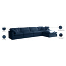 Meridian Plush Navy Velvet Standard Comfort Modular Sectional IMAGE 12