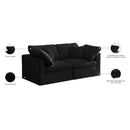 Meridian Plush Black Velvet Standard Comfort Modular Sofa IMAGE 9