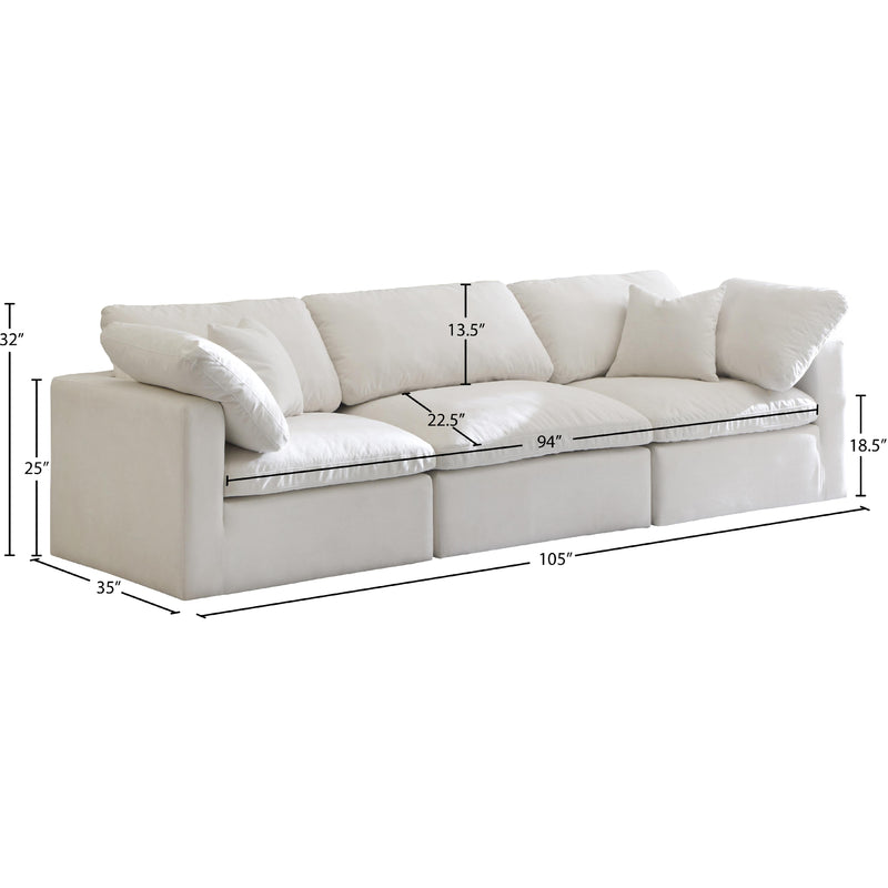 Meridian Plush Cream Velvet Standard Comfort Modular Sofa IMAGE 8