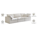 Meridian Plush Cream Velvet Standard Comfort Modular Sofa IMAGE 9