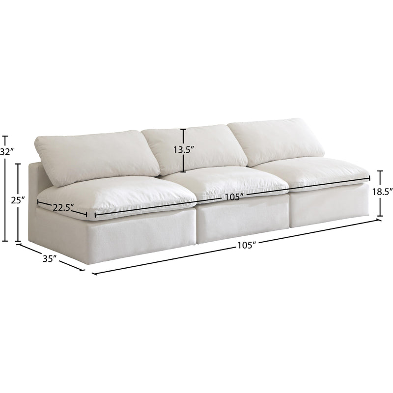 Meridian Plush Cream Velvet Standard Comfort Modular Sofa IMAGE 8