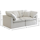 Meridian Plush Cream Velvet Standard Comfort Modular Sofa IMAGE 8