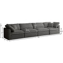 Meridian Plush Grey Velvet Standard Comfort Modular Sofa IMAGE 8