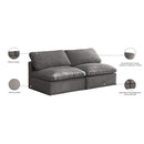 Meridian Plush Grey Velvet Standard Comfort Modular Sofa IMAGE 9