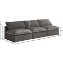 Meridian Plush Grey Velvet Standard Comfort Modular Sofa IMAGE 8