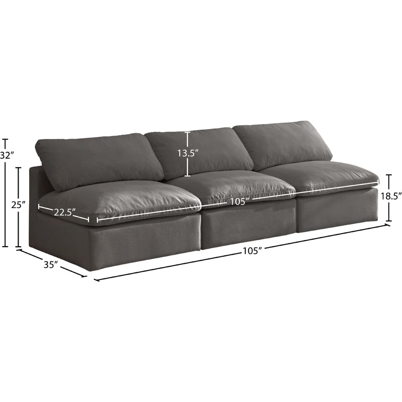 Meridian Plush Grey Velvet Standard Comfort Modular Sofa IMAGE 8