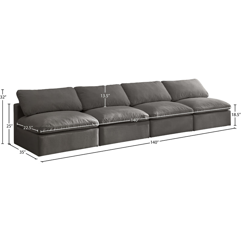 Meridian Plush Grey Velvet Standard Comfort Modular Sofa IMAGE 8