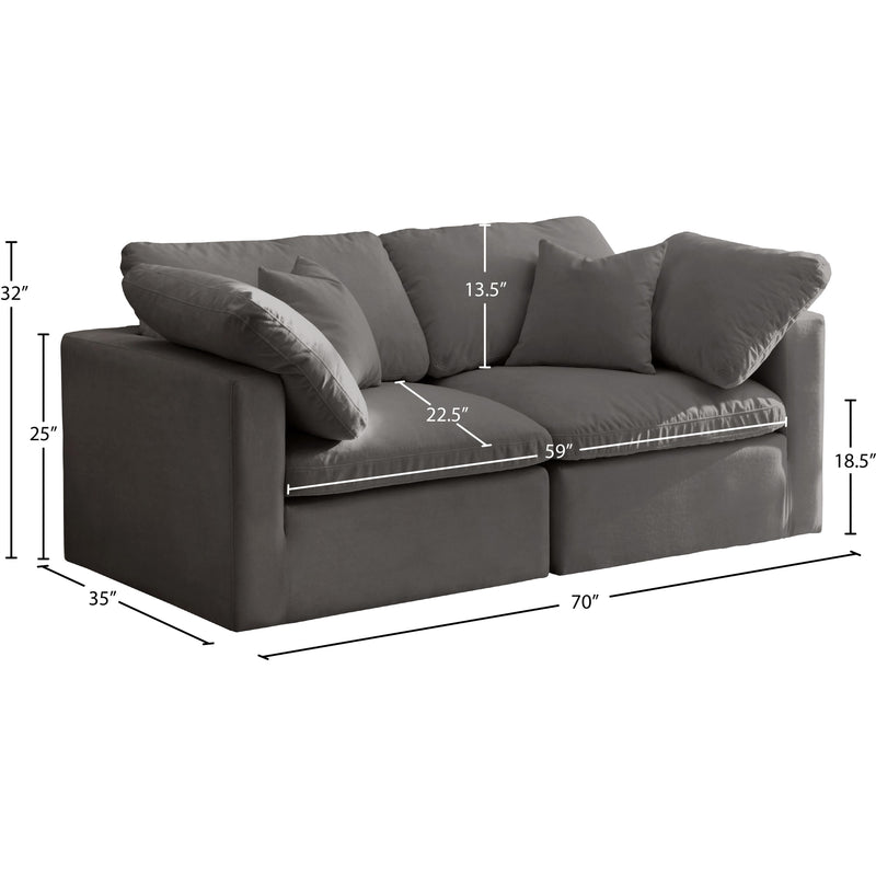 Meridian Plush Grey Velvet Standard Comfort Modular Sofa IMAGE 8