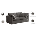 Meridian Plush Grey Velvet Standard Comfort Modular Sofa IMAGE 9