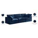 Meridian Plush Navy Velvet Standard Comfort Modular Sofa IMAGE 9