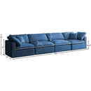 Meridian Plush Navy Velvet Standard Comfort Modular Sofa IMAGE 8
