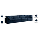 Meridian Plush Navy Velvet Standard Comfort Modular Sofa IMAGE 9