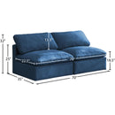 Meridian Plush Navy Velvet Standard Comfort Modular Sofa IMAGE 8