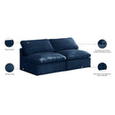 Meridian Plush Navy Velvet Standard Comfort Modular Sofa IMAGE 9
