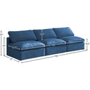Meridian Plush Navy Velvet Standard Comfort Modular Sofa IMAGE 8