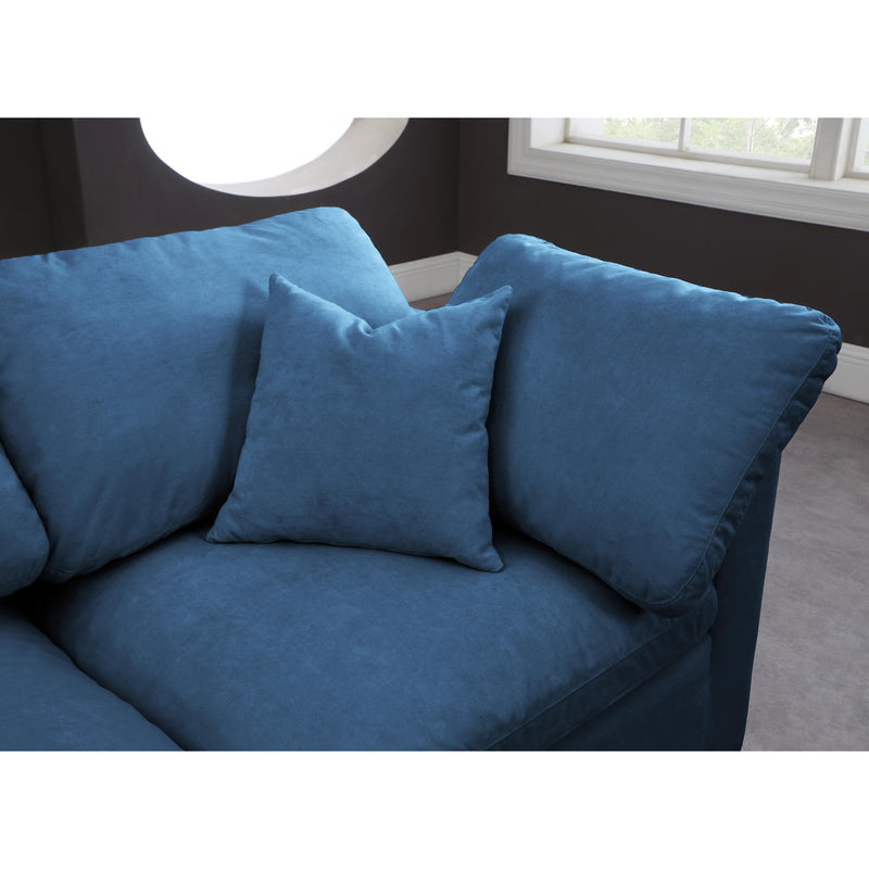 Meridian Plush Navy Velvet Standard Comfort Modular Sofa IMAGE 6