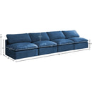 Meridian Plush Navy Velvet Standard Comfort Modular Sofa IMAGE 8