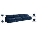 Meridian Plush Navy Velvet Standard Comfort Modular Sofa IMAGE 9