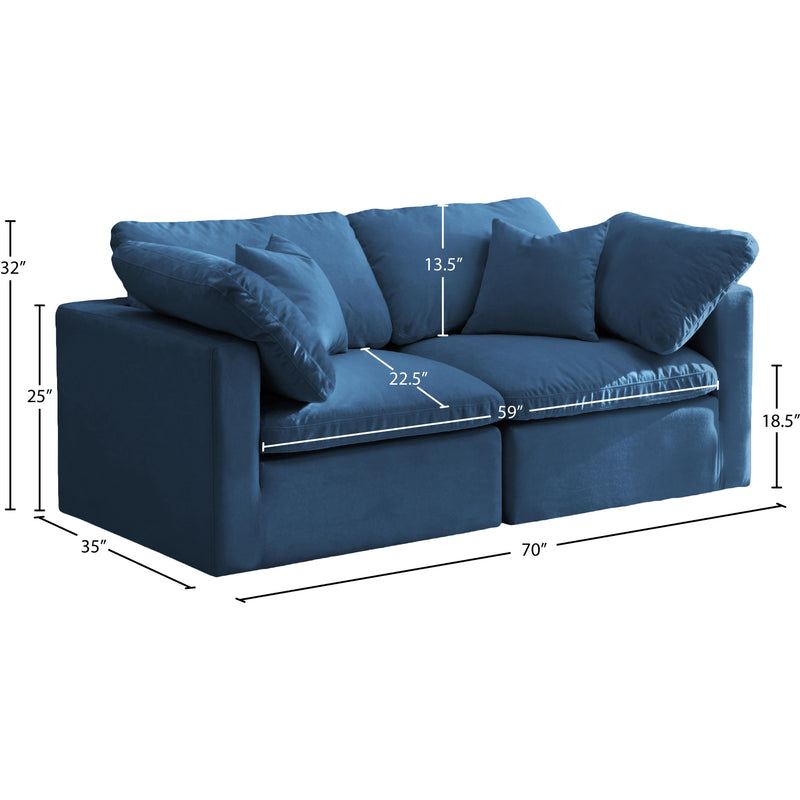 Meridian Plush Navy Velvet Standard Comfort Modular Sofa IMAGE 8