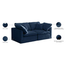 Meridian Plush Navy Velvet Standard Comfort Modular Sofa IMAGE 9