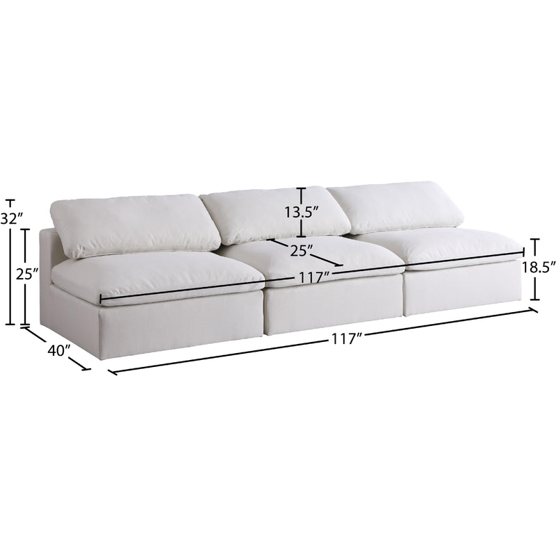 Meridian Serene Cream Linen Textured Fabric Deluxe Comfort Modular Armless Sofa IMAGE 6