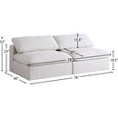 Meridian Serene Cream Linen Textured Fabric Deluxe Comfort Modular Armless Sofa IMAGE 6