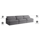 Meridian Serene Grey Linen Textured Fabric Deluxe Comfort Modular Armless Sofa IMAGE 6