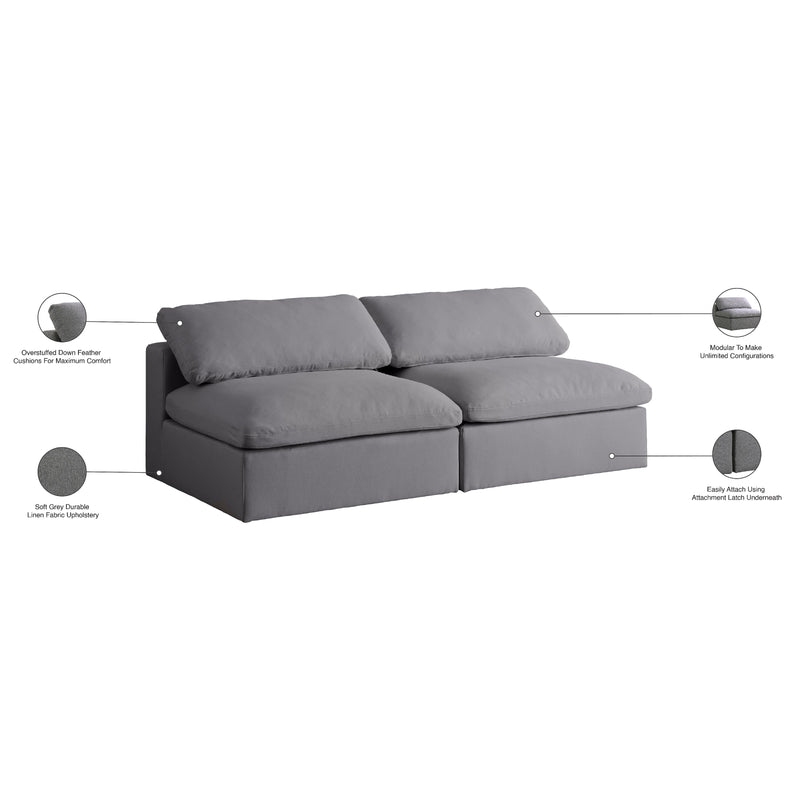Meridian Serene Grey Linen Textured Fabric Deluxe Comfort Modular Armless Sofa IMAGE 6