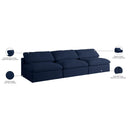 Meridian Serene Navy Linen Textured Fabric Deluxe Comfort Modular Armless Sofa IMAGE 7