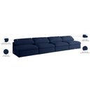 Meridian Serene Navy Linen Textured Fabric Deluxe Comfort Modular Armless Sofa IMAGE 7