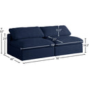 Meridian Serene Navy Linen Textured Fabric Deluxe Comfort Modular Armless Sofa IMAGE 6