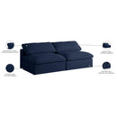 Meridian Serene Navy Linen Textured Fabric Deluxe Comfort Modular Armless Sofa IMAGE 7