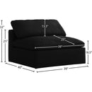 Meridian Serene Black Linen Textured Fabric Deluxe Comfort Modular Armless Chair IMAGE 6