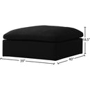 Meridian Serene Black Linen Textured Fabric Deluxe Comfort Modular Ottoman IMAGE 4