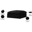 Meridian Serene Black Linen Textured Fabric Deluxe Comfort Modular Ottoman IMAGE 5