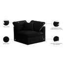 Meridian Plush Black Velvet Standard Comfort Modular Corner Chair IMAGE 6