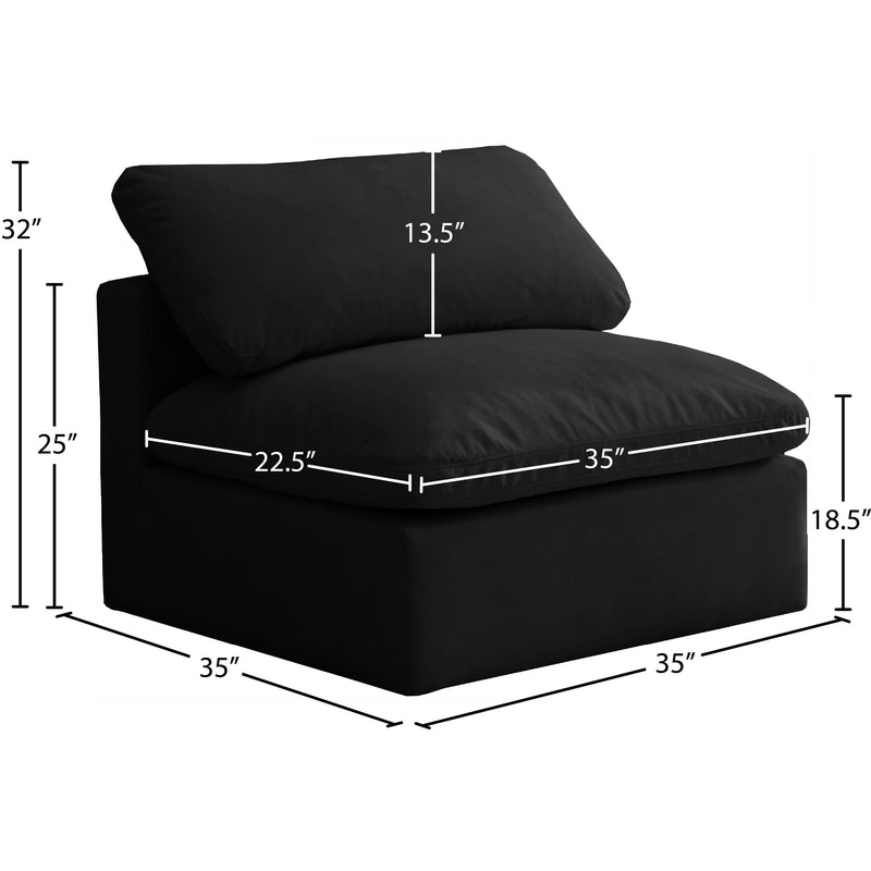 Meridian Plush Black Velvet Standard Comfort Modular Armless Chair IMAGE 6