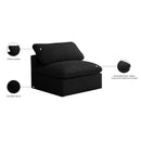 Meridian Plush Black Velvet Standard Comfort Modular Armless Chair IMAGE 7