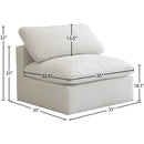 Meridian Plush Cream Velvet Standard Comfort Modular Armless Chair IMAGE 6